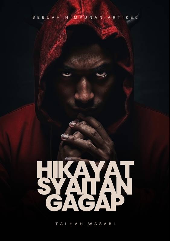 Hikayat Syaitan Gagap book cover with a hooded figure in red light